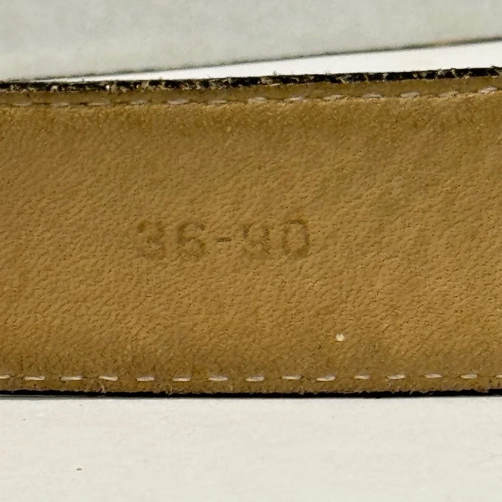 Portfolio Perry Ellis Belt Sz 36 Brown Croc Embossed Leather Solid Brass Western